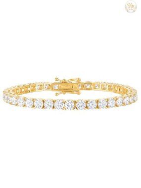 Gold Plated Tennis Bracelet Round CZ